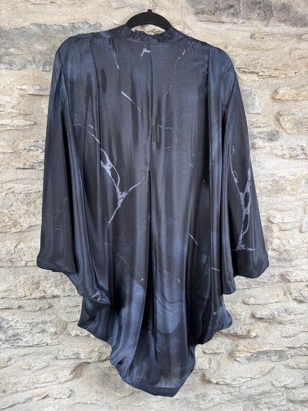 SALE // ORIGINAL KIMONO style jacket UK8 to UK14: black, grey, abstract  - product images  of 