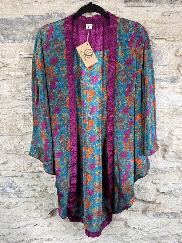 SALE // ORIGINAL KIMONO style jacket UK8 to UK14: blue, rust, pink, floral - product images  of 
