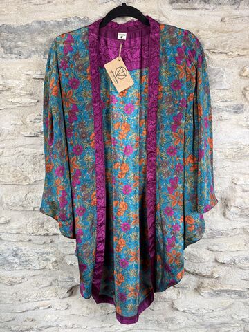 SALE,//,ORIGINAL,KIMONO,style,jacket,UK8,to,UK14:,blue,,rust,,pink,,floral,blue, rust, pink, floral, kimono, style jacket, soft, polyester, kaftan, jacket, cardigan, ontheverge