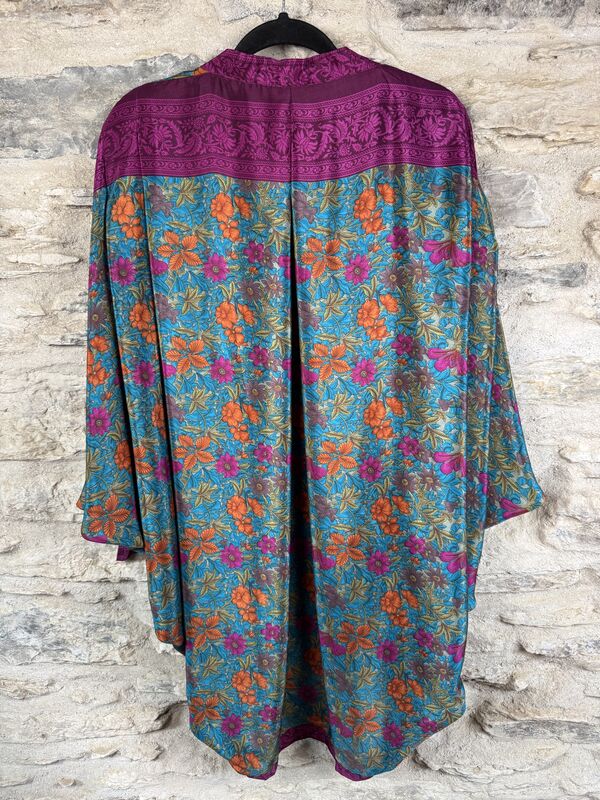 SALE // ORIGINAL KIMONO style jacket UK8 to UK14: blue, rust, pink, floral - product images  of 