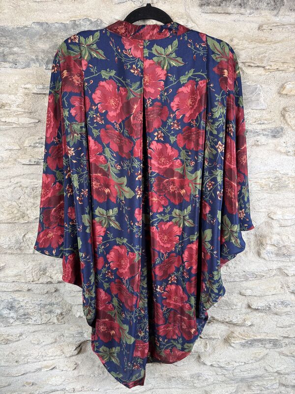 SALE // ORIGINAL KIMONO style jacket UK8 to UK14: blue, red, floral - product images  of 