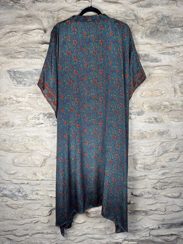 SALE // LONG KIMONO STYLE JACKET ONE SIZE UK10 to 28: blue, golden, maroon - product images  of 