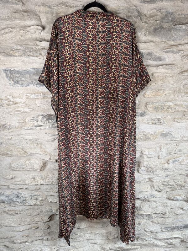 SALE // LONG KIMONO STYLE JACKET ONE SIZE UK10 to 28: beige, aubergine, grey - product images  of 