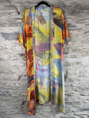 SALE,//,LONG,KIMONO,STYLE,JACKET,ONE,SIZE,UK10,to,28:,funky,pastel,multi,colour,Funky, long, Kimono, style, jacket, curvy, plus, size, on, the, verge