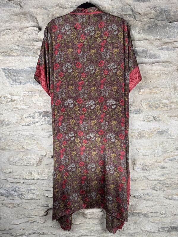 SALE // LONG KIMONO STYLE JACKET ONE SIZE UK10 to 28: mauve, pink, floral - product images  of 