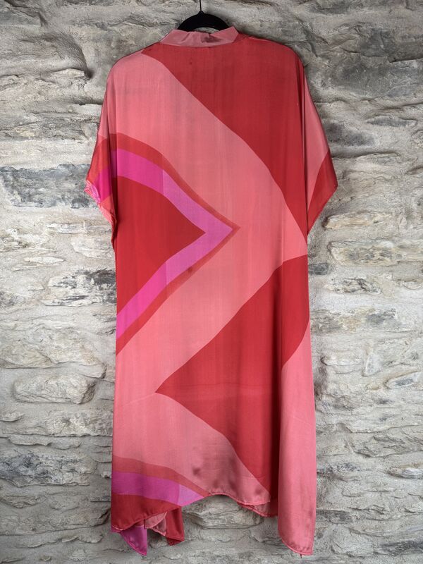 SALE // LONG KIMONO STYLE JACKET ONE SIZE UK10 to 28: pink, abstract - product images  of 