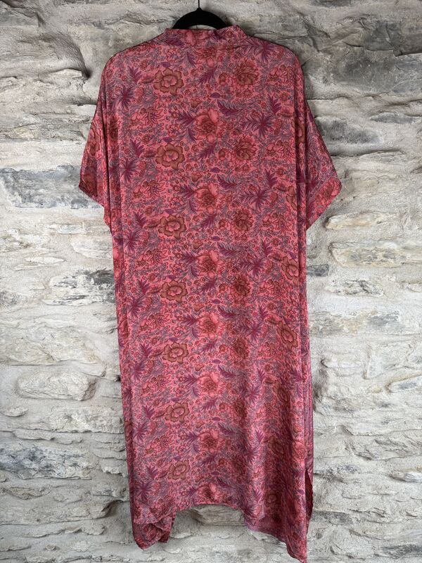 SALE // LONG KIMONO STYLE JACKET ONE SIZE UK10 to 28: sweet pink, floral - product images  of 