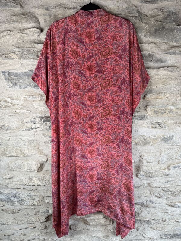 SALE // LONG KIMONO STYLE JACKET ONE SIZE UK10 to 28: sweet pink, floral - product images  of 