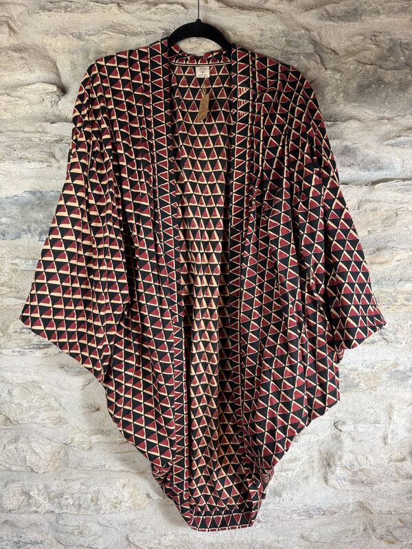 SALE // COTTON ORIGINAL KIMONO style jacket UK8 to UK14: black, maroon, cream - product images  of 