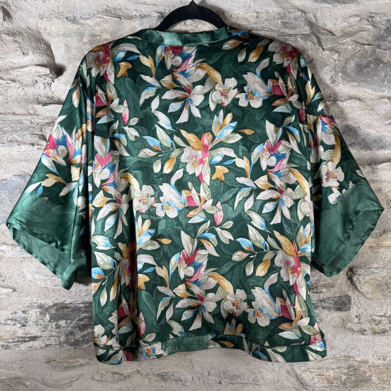PETITE KIMONO STYLE JACKET UK8 to UK12: Green, floral - product images  of 