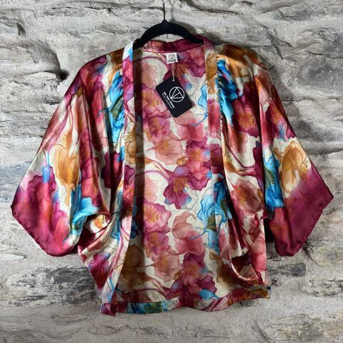 PETITE,KIMONO,STYLE,JACKET,UK8,to,UK12:,pink,,blue,,gold,,floral,Pink, Blue, gold, floral, Petite, Kimono, style, jacket, handmade, ireland 