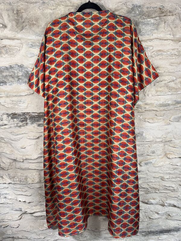 NEW EXTRAVAGANT LONG KIMONO STYLE JACKET UK10 to 28: seventies, beige, fire and grey - product images  of 