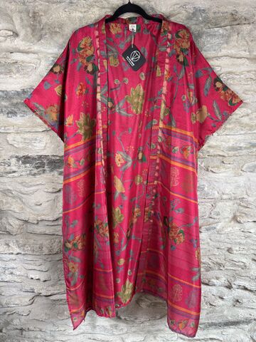 NEW,EXTRAVAGANT,LONG,KIMONO,STYLE,JACKET,UK10,to,28:,hot,pink,,floral,Hot, pink, extravagant, long, Kimono, style, jacket, curvy, plus, size, on, the, verge