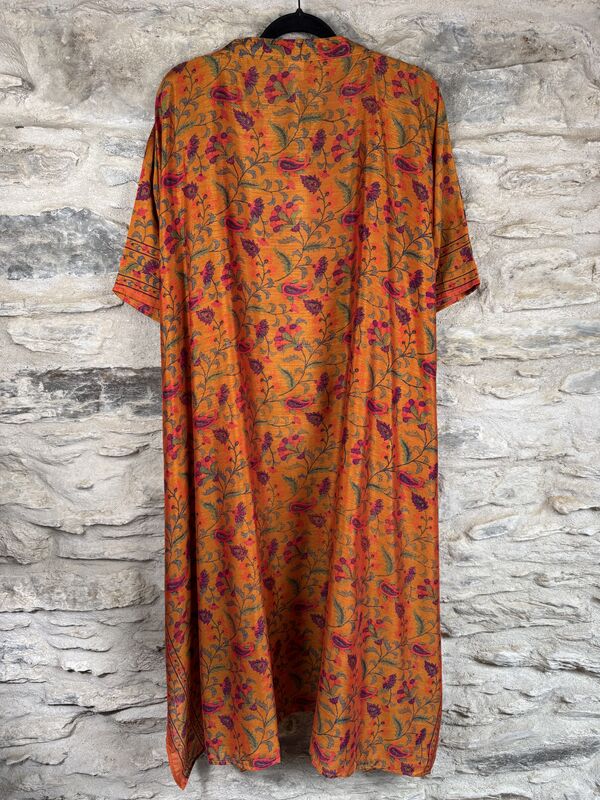NEW EXTRAVAGANT LONG KIMONO STYLE JACKET UK10 to 28: orange, pink, floral - product images  of 