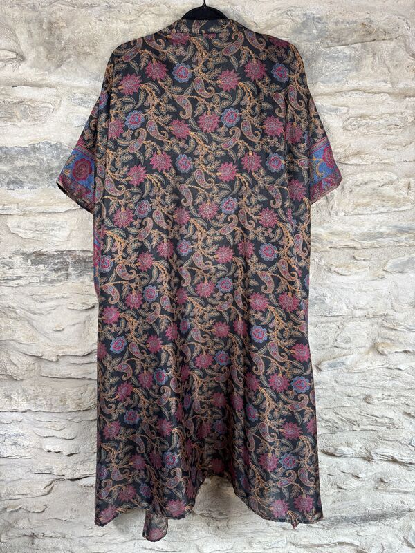 NEW EXTRAVAGANT LONG KIMONO STYLE JACKET UK10 to 28: black, gold, mauve - product images  of 