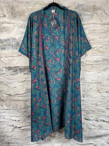 NEW,EXTRAVAGANT,LONG,KIMONO,STYLE,JACKET,UK10,to,28:,teal,,pink,,floral,teal, pink, floral, extravagant, long, Kimono, style, jacket, curvy, plus, size, on, the, verge