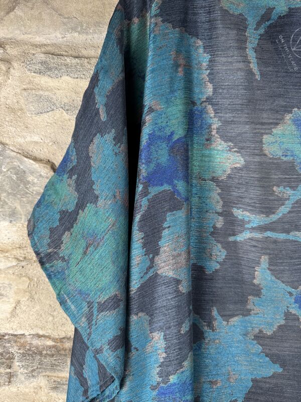 SHORTER LONG KIMONO STYLE JACKET ONE SIZE UK10 to 28: blue, grey, floral - product images  of 