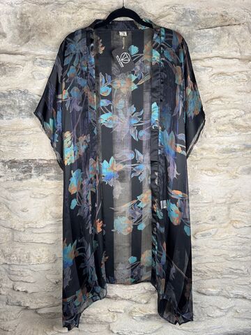 SHORTER,LONG,KIMONO,STYLE,JACKET,ONE,SIZE,UK10,to,28:,grey,,blue,,aqua,,floral,grey, blue, aqua, floral, long, Kimono, style, jacket, curvy, plus, size, on, the, verge