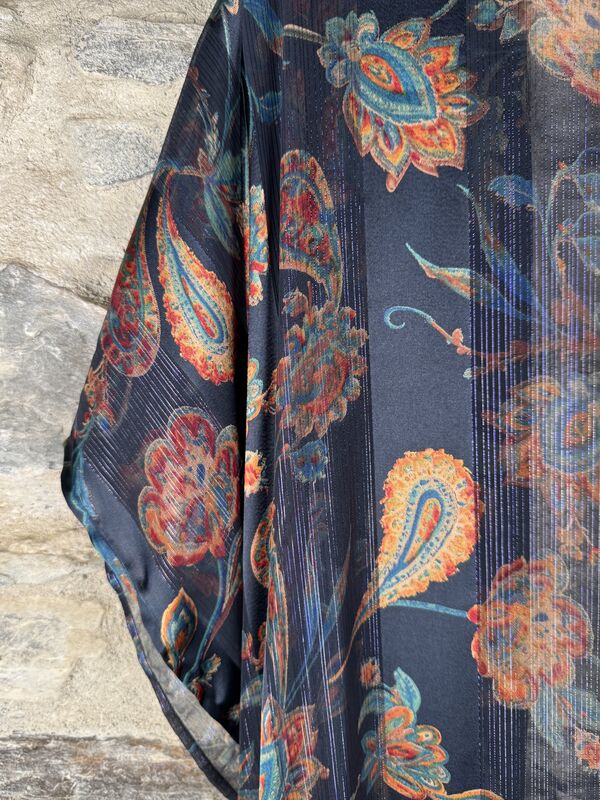 SHORTER LONG KIMONO STYLE JACKET ONE SIZE UK10 to 28: grey, blue, orange, floral - product images  of 