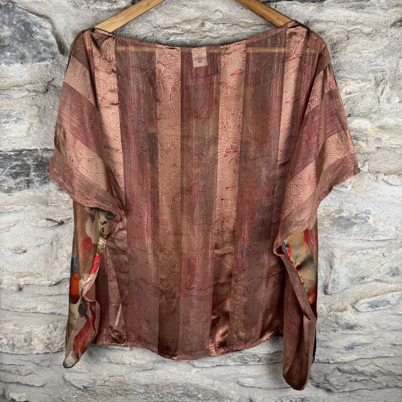 FREEDOM TOP SEE-THROUGH ONE SIZE UK 12 to 20: beige with red, orange and blue flowers - product images  of 