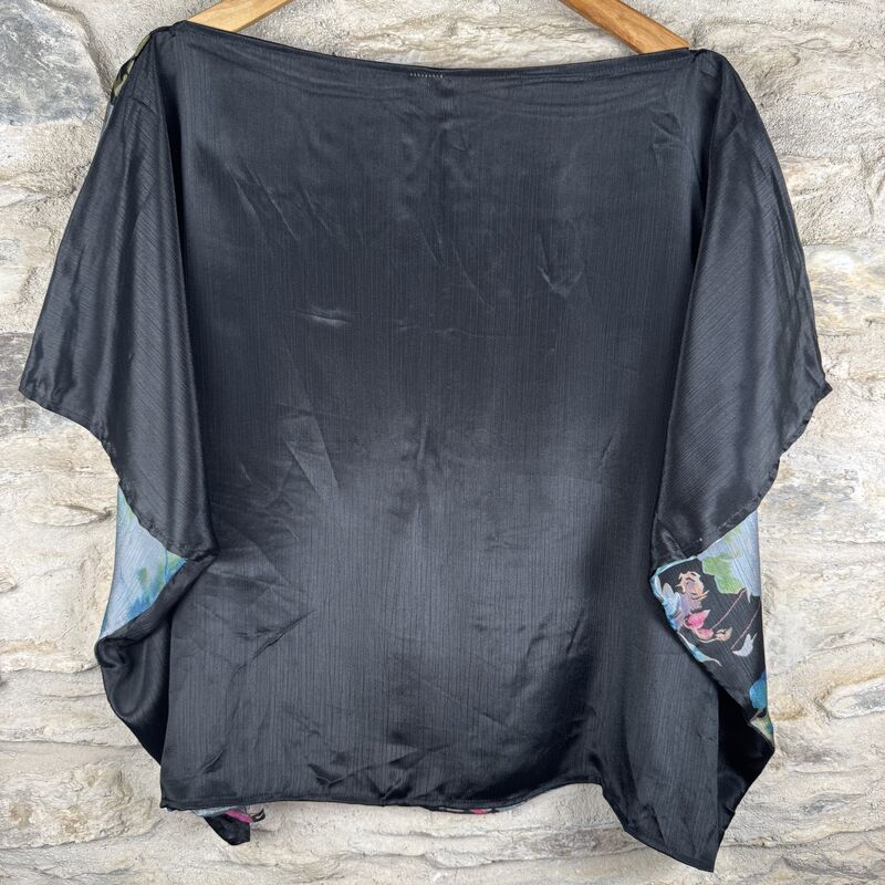 FREEDOM TOP ONE SIZE UK 12 to 20: black with blue, grey, pink flowers  - product images  of 