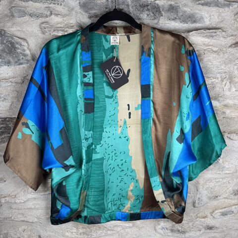 PETITE,KIMONO,STYLE,JACKET,UK8,to,UK12:,teal,,blue,,beige,,abstract,teal, blue, beige, abstract, Petite, Kimono, style, jacket, handmade, ireland 
