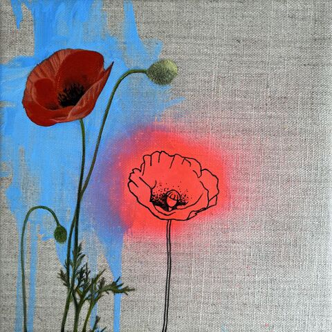 'Poppy',Flower, red, Oil paint, colourful, vibrant, poppy