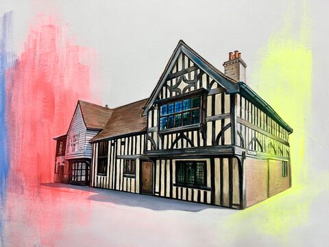 'The,Ancient,House',painting, dwelling, vibrant, detailed, landscape, walthamstow, london
