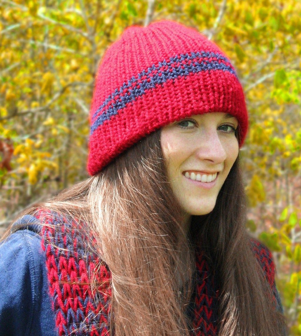 Red Navy Double Stripe Beanie - product images  of 