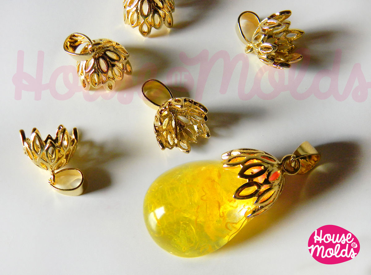 Filigree Cups With Pinch Smooth Stud Inside Br Setting For Filigree Cups With Pinch Smooth Stud Inside Br Setting For Pendants 10 Mm Diameter Gold Silver Or Steel Colour