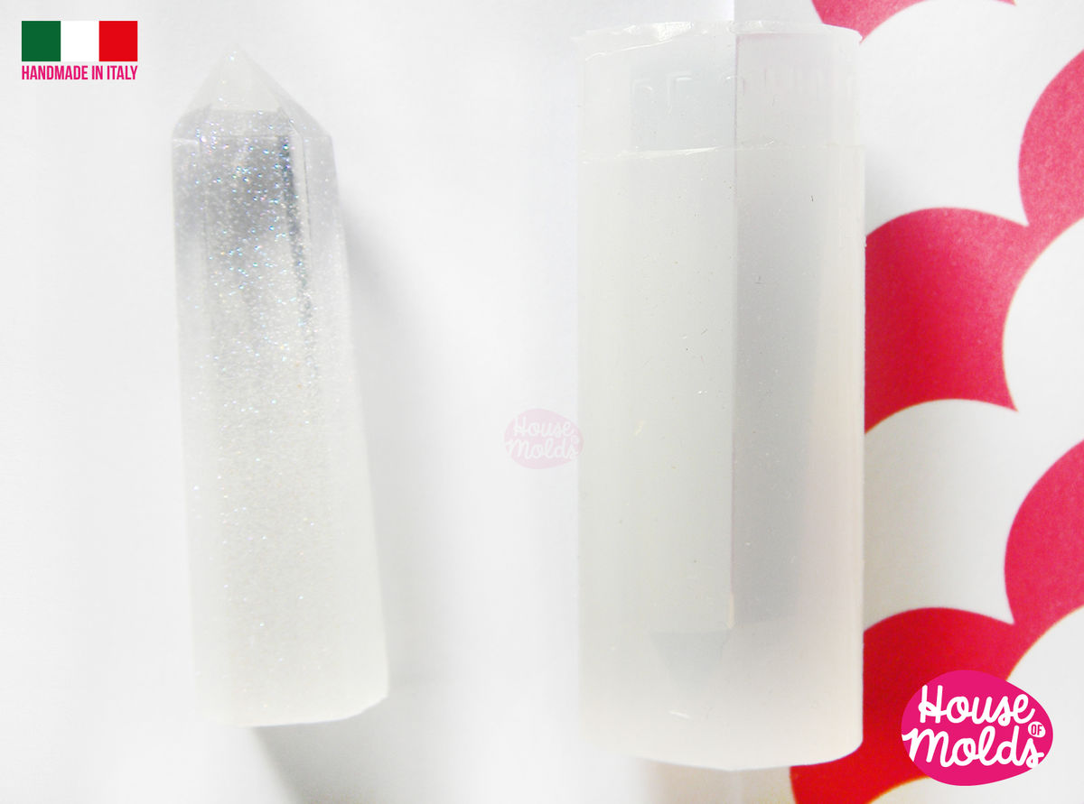Free Standing Medium Crystal Prism Clear Silicone Mold Hexagonal Free Standing Medium Crystal Prism Clear Silicone Mold Hexagonal Natural Shaped 58mm X18mm