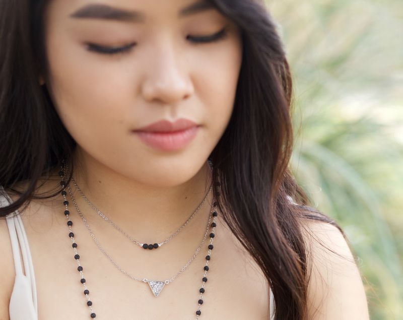 LAVA rock jewelry Essential oil diffuser necklace layered lava and