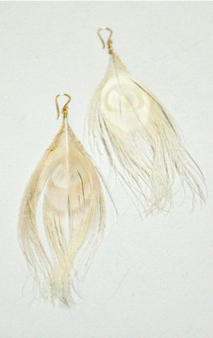 Blon Pea Feather Earrings Lovmely Blon Pea Feather Earrings