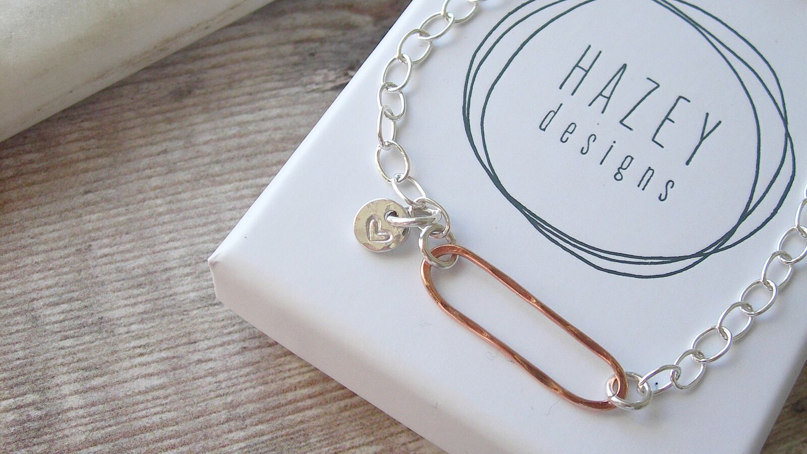 Handmade Mixed Metals Hammered Oval Bracelet by Hazey Designs