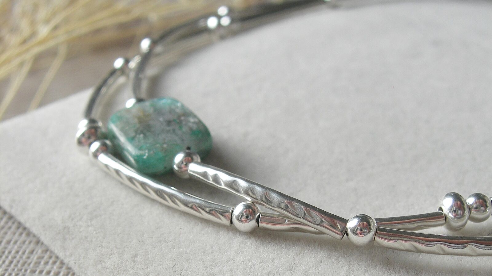 green kyanite and sterling silver rope bracelet by Hazey Designs