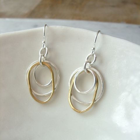 Pebble,Earrings,Pebble earrings, mixed metal earrings, statement earrings, silver earrings, hazey designs
