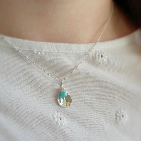 Turquoise,Teardrop,Necklace,turquoise pendant, hazey designs