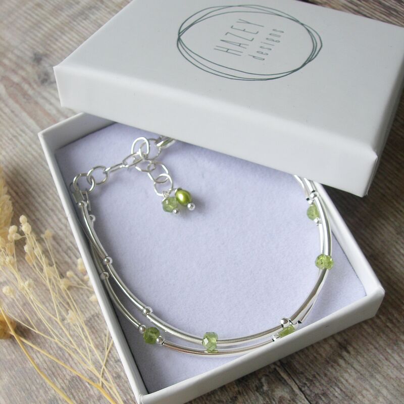 Peridot and Silver Double Stranded Bracelet - product images  of 