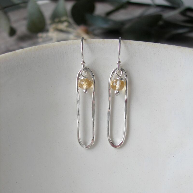 Citrine Long Oval Earrings - product images  of 