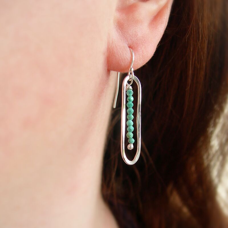 Long Turquoise Oval Earrings - product images  of 