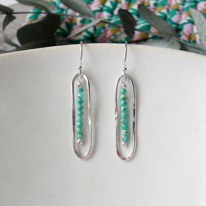 Long Turquoise Oval Earrings - product images  of 
