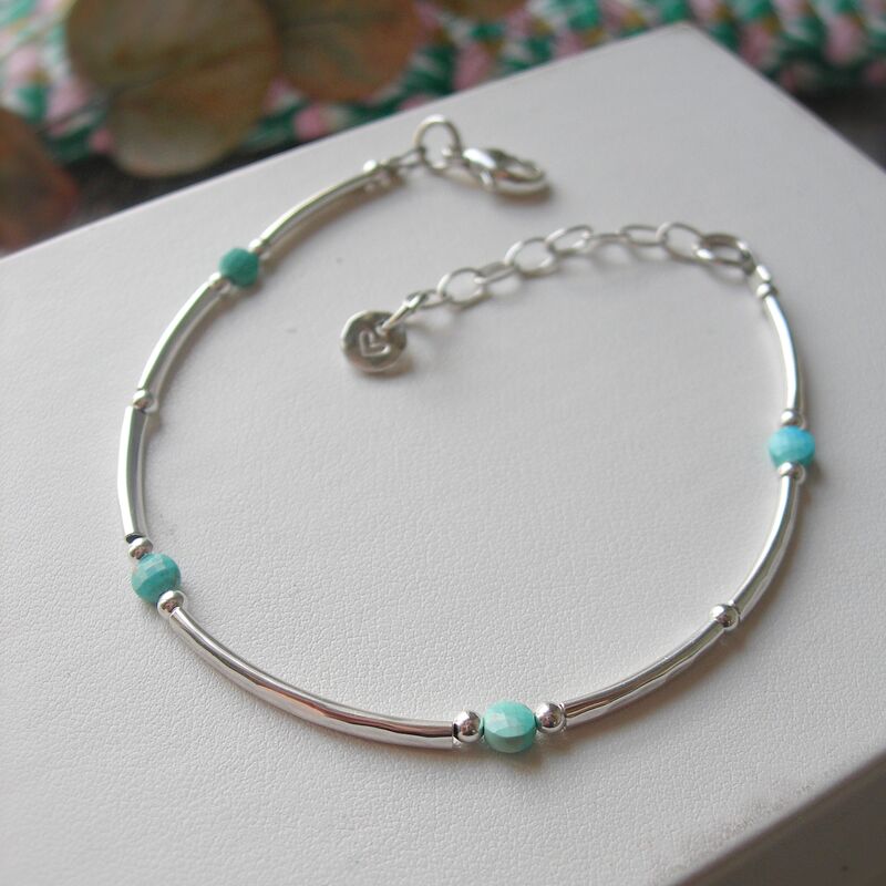 Turquoise Hammered Silver Bracelet - product images  of 