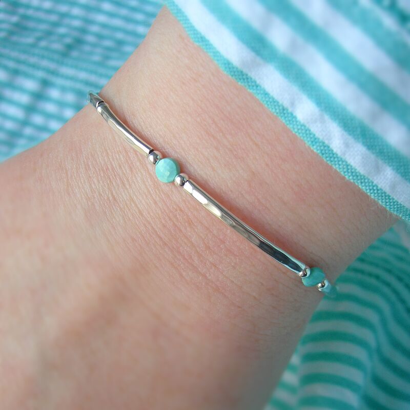 Turquoise Hammered Silver Bracelet - product images  of 