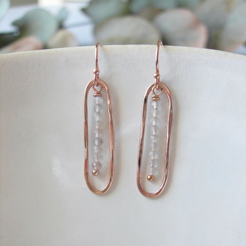 Rose Gold Filled Moonstone Oval Earrings - product images  of 