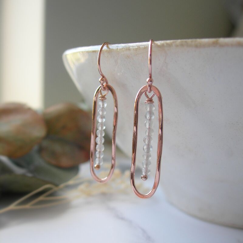 Rose Gold Filled Moonstone Oval Earrings - product images  of 