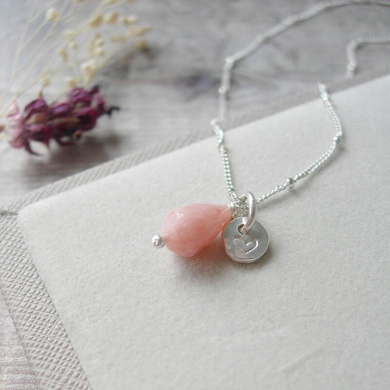 Pink Opal Heart Pendant  - product images  of 