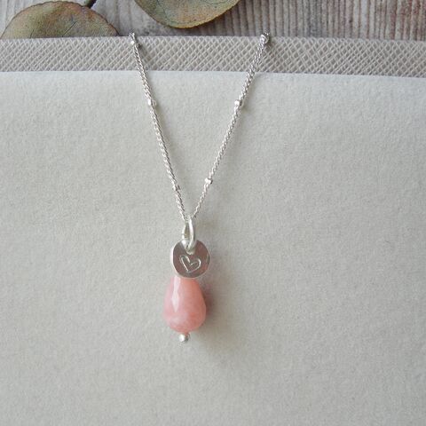 Pink,Opal,Heart,Pendant,pink opal necklace, opal pendant, October birthstone jewellery