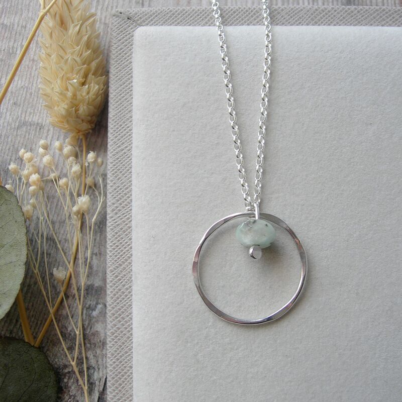 Kiwi Jasper Sterling Silver Circle Necklace - product images  of 