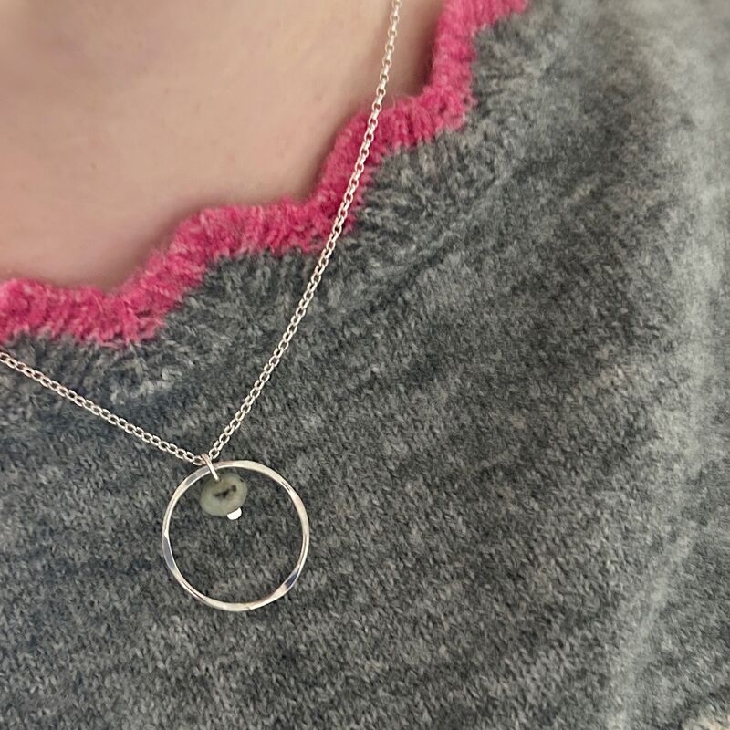Kiwi Jasper Sterling Silver Circle Necklace - product images  of 
