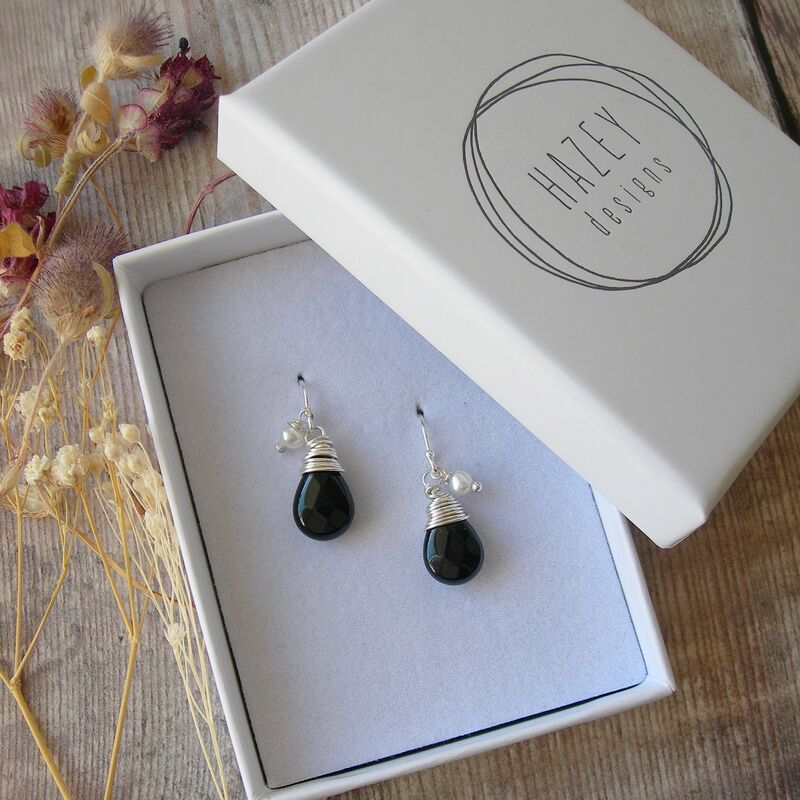 Black Agate and Freshwater Pearl Earrings - product images  of 